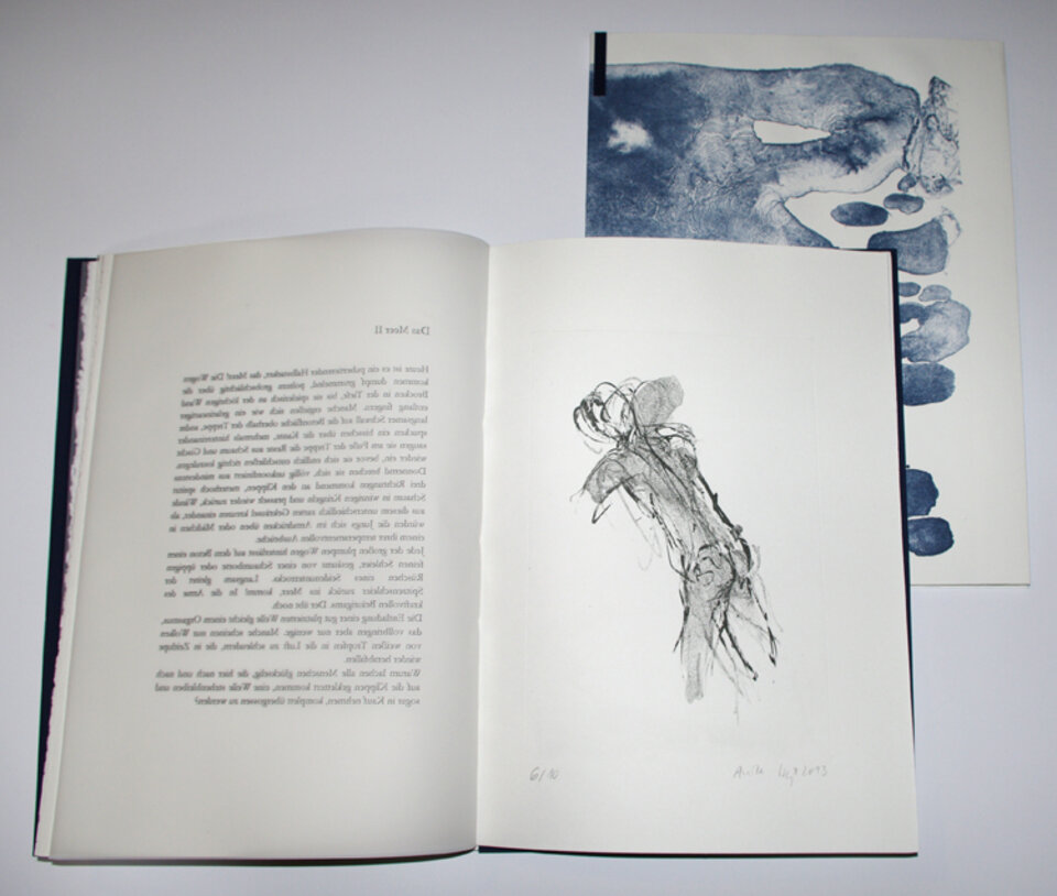 Anita Voigt: Vom Meer, handgebunden, Algrafie Handabzug 5 Originale