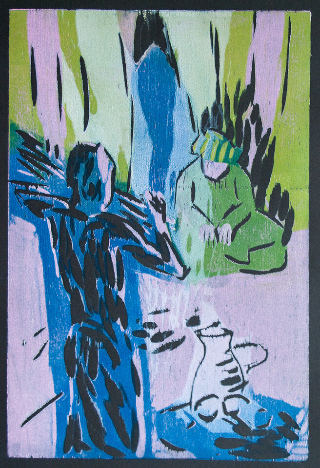 Anita Voigt: Das Feuer auf dem Berggipfel / Illustration 1 zum äthiopischen Märchen