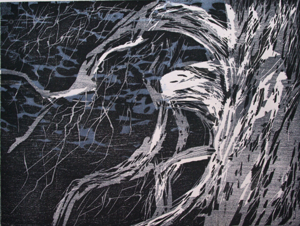 Anita Voigt: Wacholder 3 / El Hierro / Holzschnitt