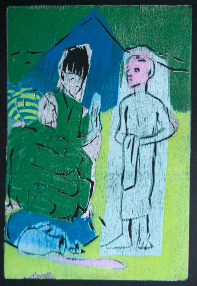Anita Voigt: Das Feuer auf dem Berggipfel / Illustration 5 zum äthiopischen Märchen